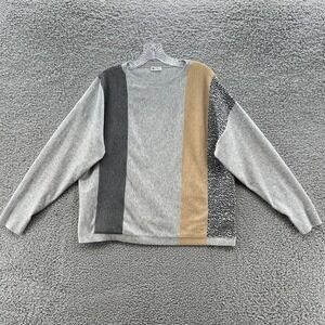 Zyia Active Sweater Womens Medium Gray Colorblock Cozy Relaxed Tunic Pullover